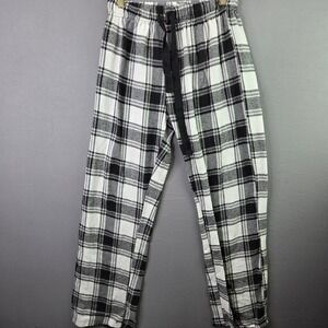 Unbranded Pajama Pants Mens Small Black White Plaid Flannel Sleepwear RN163199